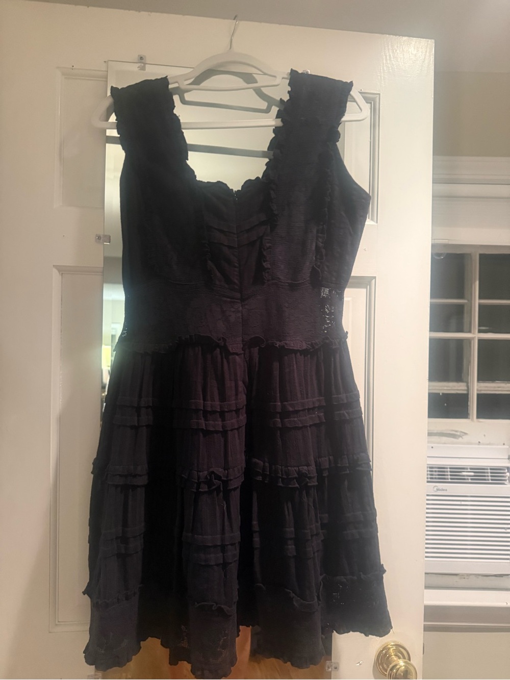 Love Sam Black Ruffled Strap Midi Dress